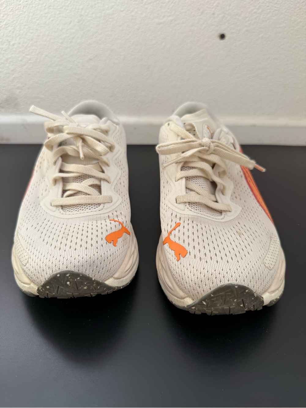 Puma Women’s Cream Sneakers with Orange Accents